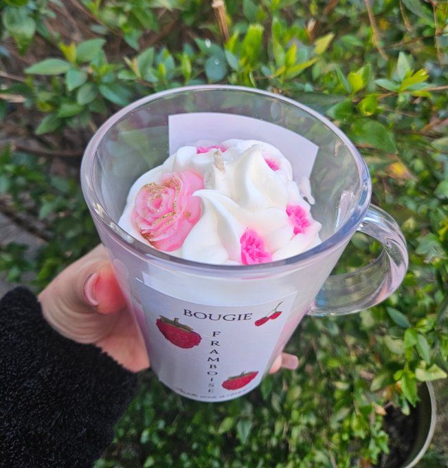 Bougie tasse framboise